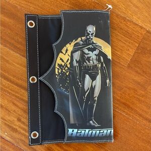 Batman Pencil Case Boys 3 Ring Binder Pouch 2 Zipper School Office Supplies NWOT